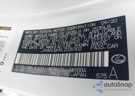 2020 Lexus Ux 250H from USA, damaged, VIN JTHX9JBH9L2035902